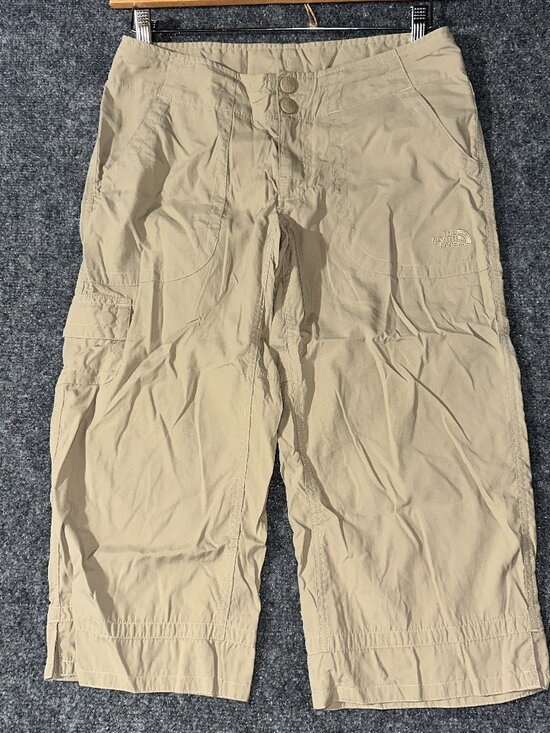 The North Face Pants - The North Face Pants Womens 6 Crop Cargo Tan Nylon Pockets Split Hem Hike